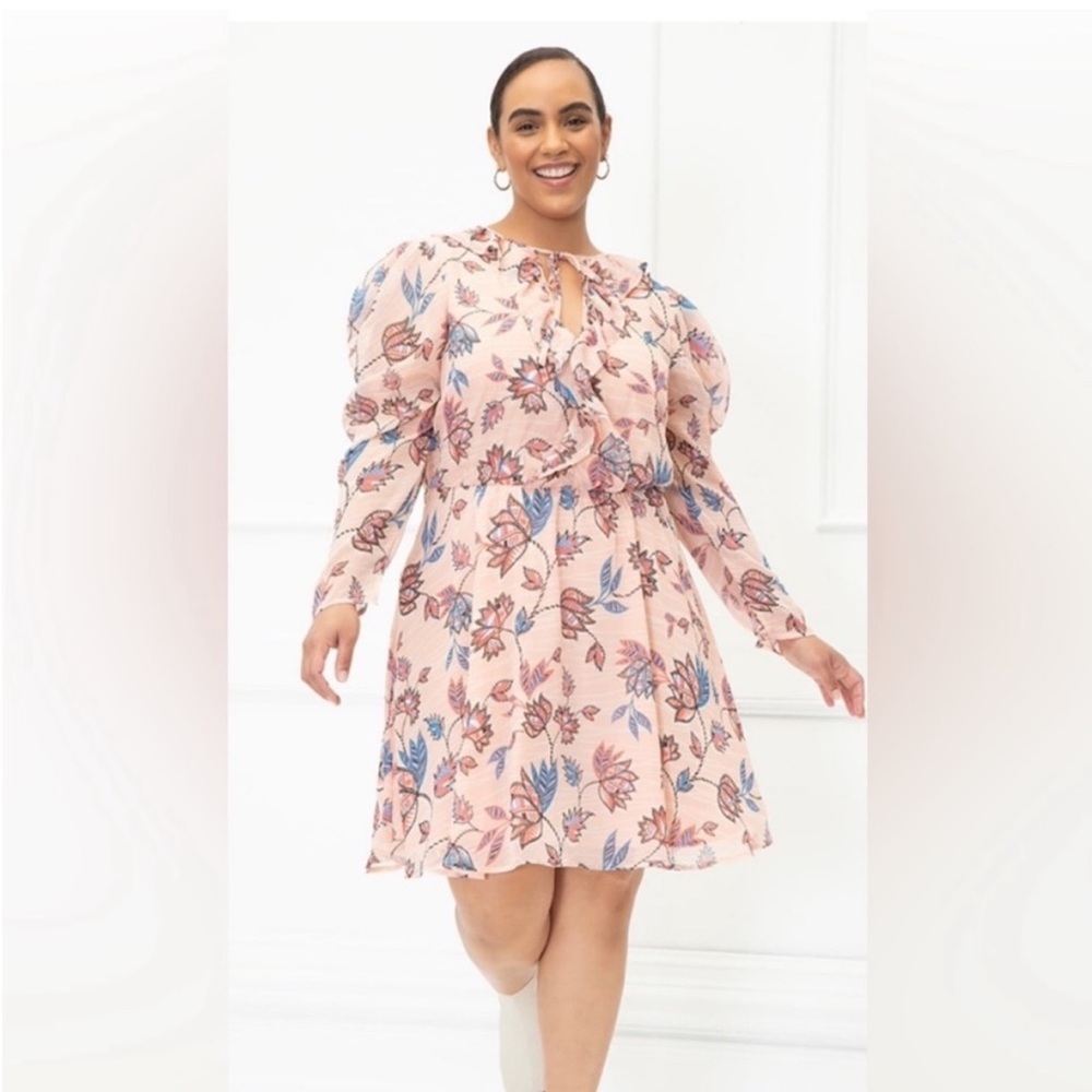 Eloquii Elements Floral Print Dress Women’s Long Sleeve Size 16